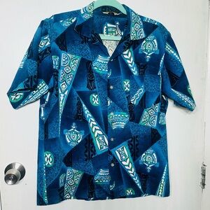 VTG 1960s Mr Kailua Blue Hawaiian Shirt Made In Hawaii Tiki Island Vibes Aloha